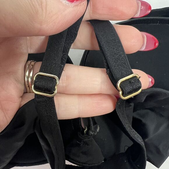 Victoria's Secret Size 34C Plunge Bra Tiny Bow Detail Underwire Adjustable Black - Picture 6 of 10